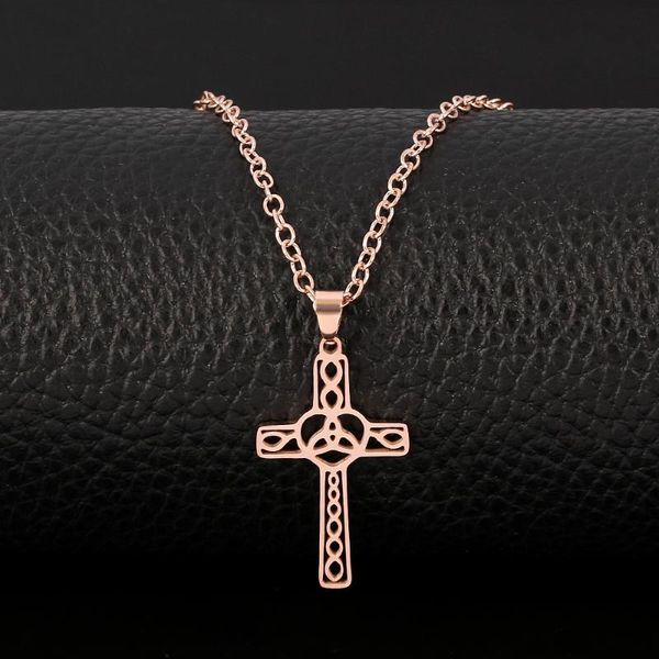 

rose gold hollow cross heart pendant necklace jesus infinity belief romantic women collar clavicle wedding jewelry chokers, Golden;silver