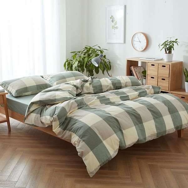 

non printing wind 2021 home textile 2.0m pure cotton stripe washed bed sheet four piece set