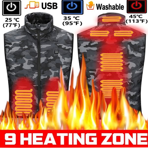 

men's and women's 9-zone vt, sportswear, graphene thermal et, usb camping heating et, Black;white