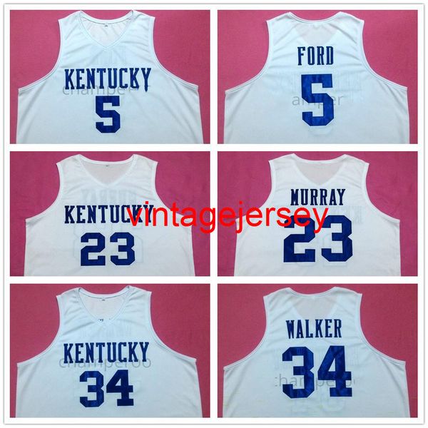 

kentucky wildcats college uk devin booker 1 basketball jersey rajon rondo 4 travis ford 5 jamal murray 23 kenny walker 34 men's stitche, Black