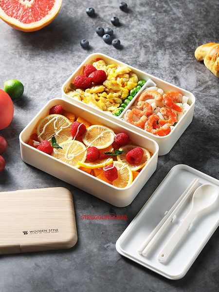 

dinnerware sets microwave oven lunch box leak-proof independent lattice bento for kids portable container cooking