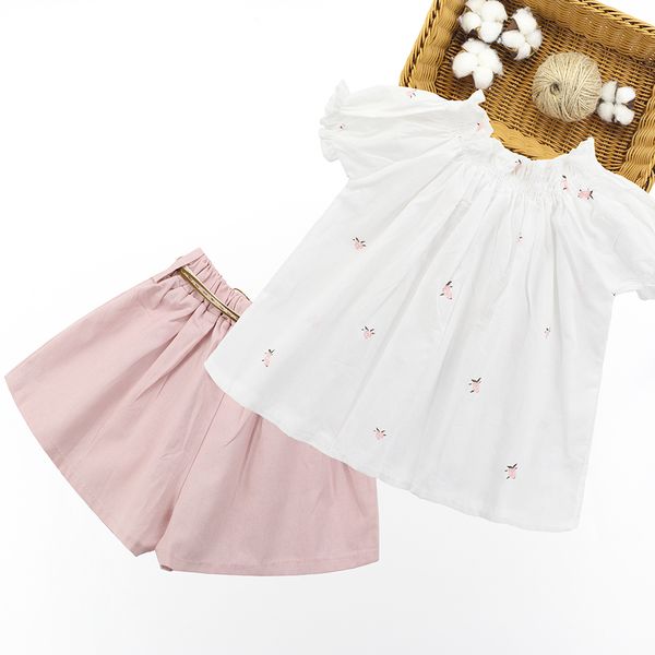 

summer girls clothes set children tshirt & shorts for kids teenager girls casual suit tracksuit 6 8 10 11 12 years, White