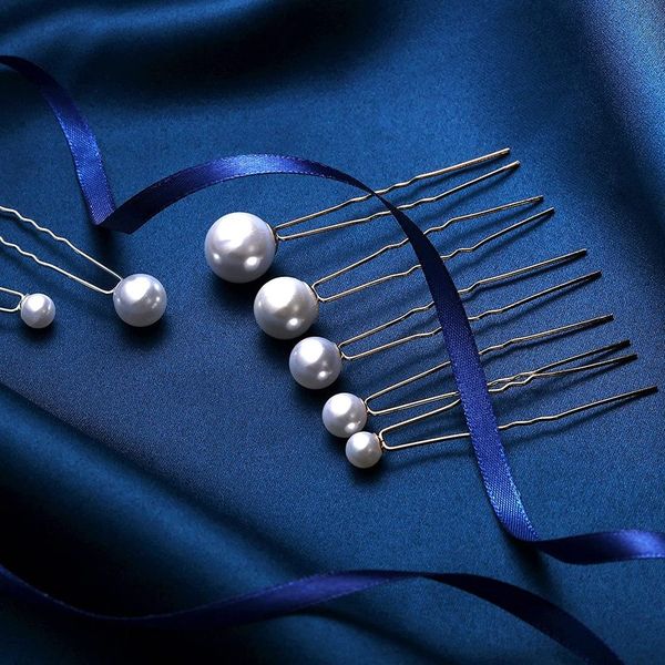 

10 piece wedding bride bridesmaid pearl rhinestone hairpin hair accessories graduation party, Silver