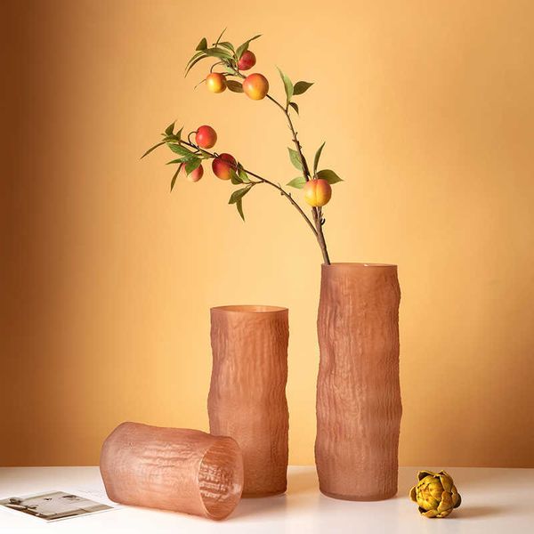 Vaso in vetro piegato smerigliato composizione floreale bottiglia dritta colore Morandi creativo Candelabro da soggiorno modello tavolo da pranzo