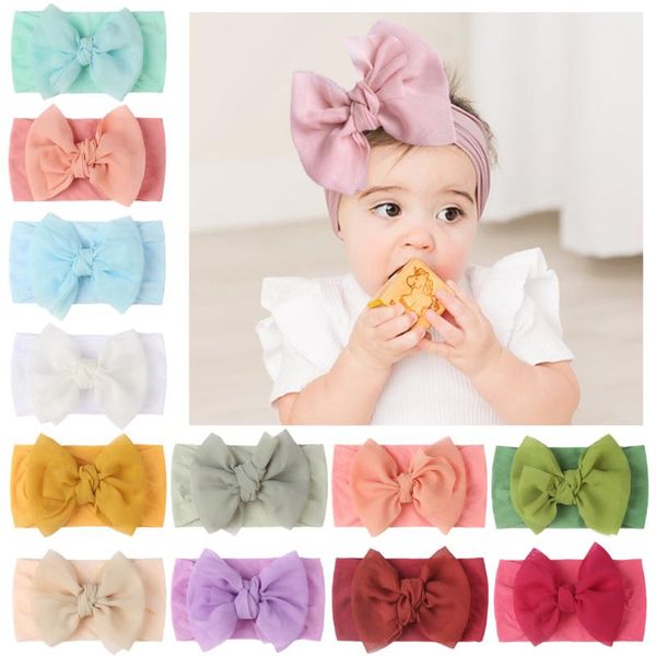 

hair accessories xcqgh double baby turban headband cute bowknot born girl boy elastic wide nylon hairband, Slivery;white