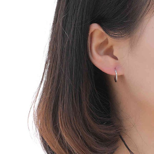 

925 sterling silver s female temperament korean round glossy simple student ornament ring ear clip, Golden