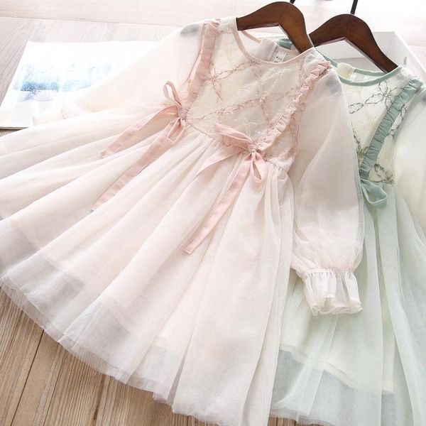 

girl's dresses autumn 2021 waist knot dress children's wholesale, Red;yellow