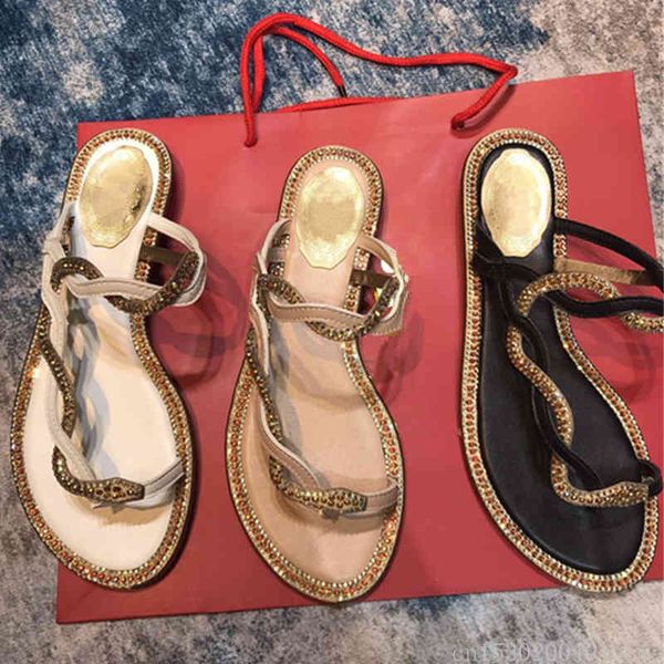 

80% off store online flat heel shoes for women crystal snake clip toe summer gladiator sandals flipflops real leather 2021 vocation beach wo, Black