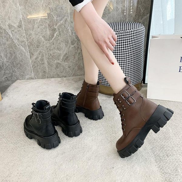

boots gothic designer wedges women leather platform black brown ankle winter motorcycle demonia goth shoes 2021