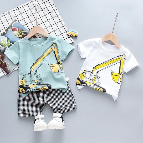 

summer boy set cartoon cute cotton male baby toddler boys clothing girls boutique outfits clothes sets, White