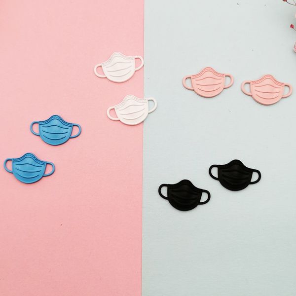 

10pcs/bag spray matte paint mask charm pendants enamel metal charms protect oneself earring diy fashion jewelry accessory, Bronze;silver