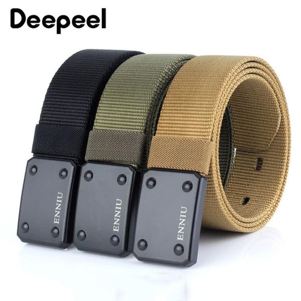 

belts deepeel 1pc 3.8*110-130cm tactical alloy double pin hook canvas belt nylon leisure outdoor sports harajuku jeans decoration, Black;brown