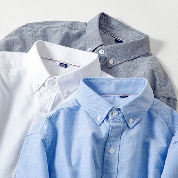 

new shirt no iron inside and outside wear fashionable casual all cotton oxford spinning men's long sleeve white, White;black