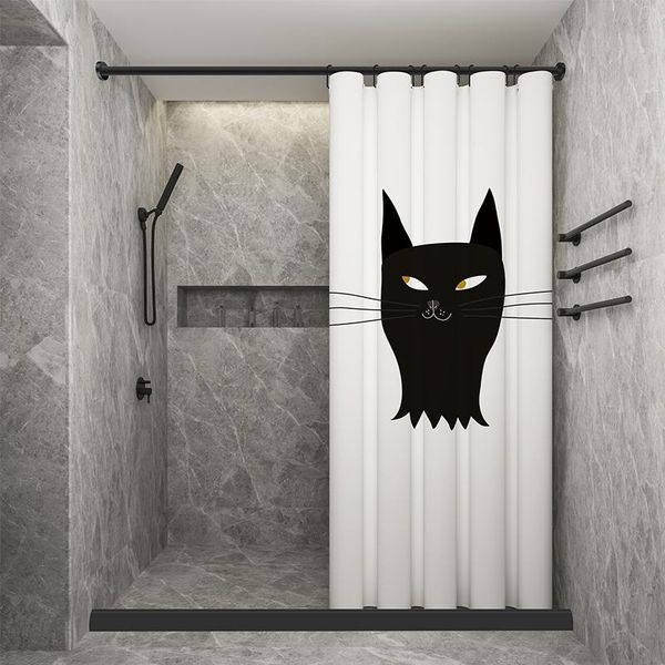 

shower curtains not in/black cat hook style curtain,99.9%waterproof,bathroom thicken mildewproof fabric,customizable home