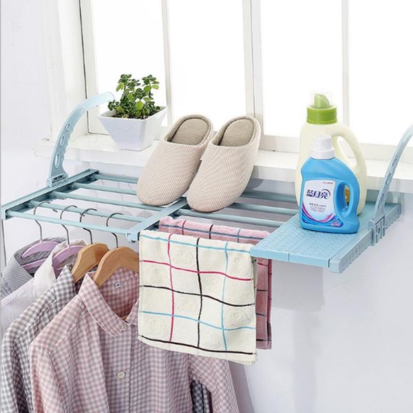 

laundry bags 1pcs multifunction home balcony hanging shelf adjustable foldable clothes shoes drying racks holder storage organizer shelves