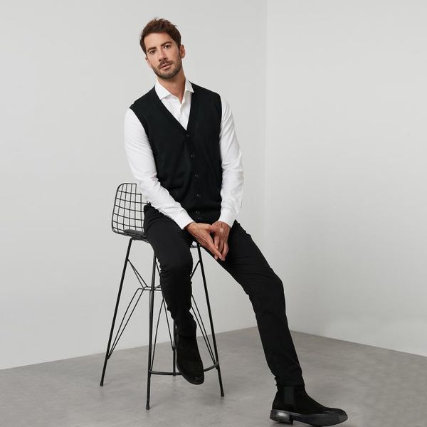 

men's vests buratti classics v collar button vest male 518duzyen, Black;white