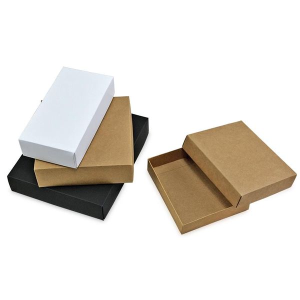 

gift wrap 10pcs large box with lid paper boxes for packaging small carton kraft soap packing black white package