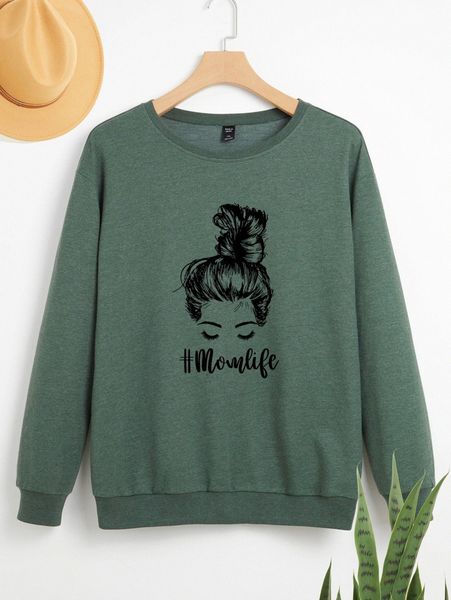 

plus letter & figure graphic sweatshirt x5hd#, Black