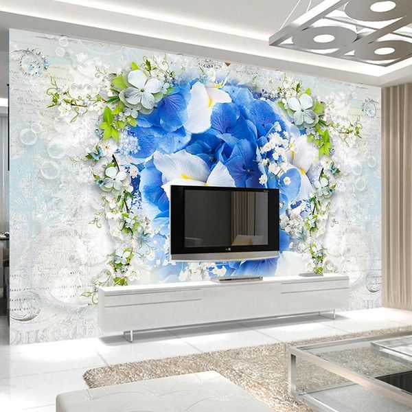 

custom 3d po wallpaper flower modern pastoral floral wall painting living room sofa tv backdrop non-woven mural covering wallpapers