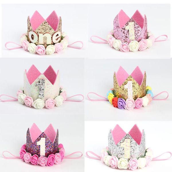 

party hats birthday decor cap first one hat princess crown 1st 2nd 3rd year old number decorations baby