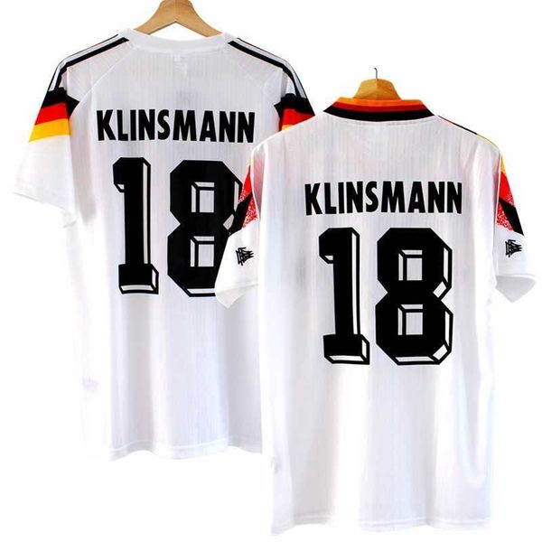 

1990 1994 retro soccer jersey home klinsmann 18 matthaus 10 football shirts in stock, Gray