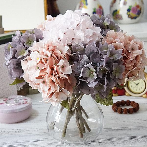

artificial flowers hydrangea branch home wedding decor autum silk plastic flower fake party room decoration decorative & wreath