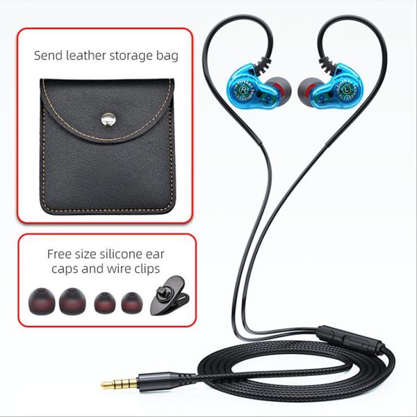 

headphones & earphones 3.5mm wired super bass hifi earphone double dynamic 9d stereo headset with mic noise reduction earbuds sport running