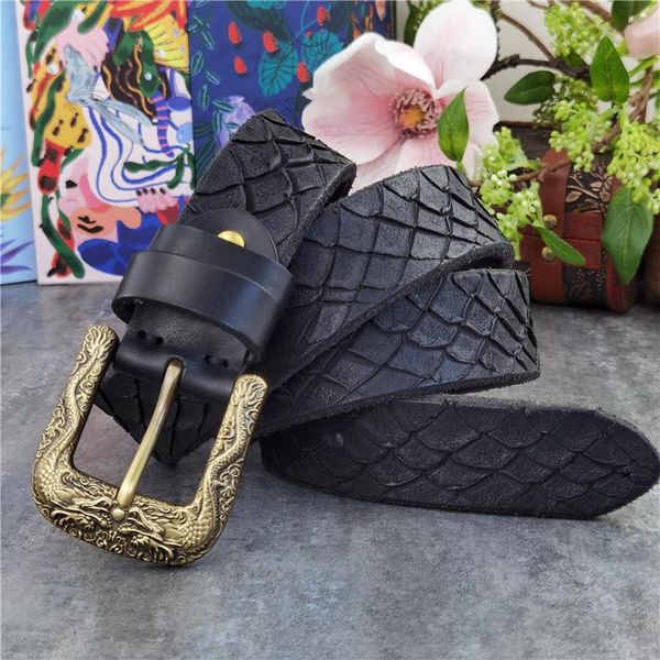 

belts brass belt buckle men's double-sided use hand carving designer ceinture homme luxury men leather mbt0600, Black;brown