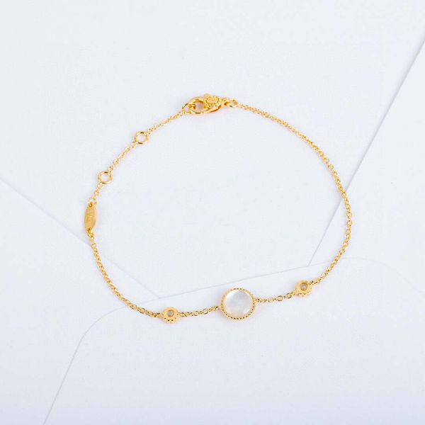 

s925 silver round shape bracelet with diamond and box for women wedding jewelry gift ps3116, Golden;silver