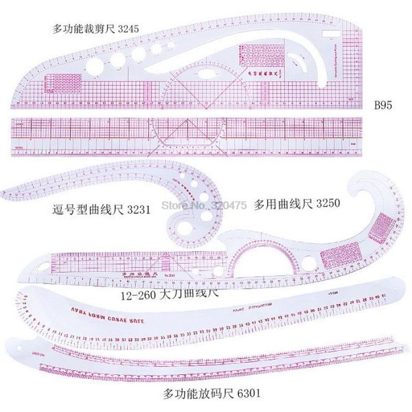 

100set 10pcs/set sewing tailor french curve pattern grading rulers drawing line measure clothing patchwork design ruler set notions & tools, Black