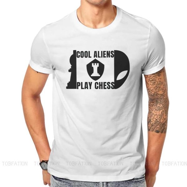 

men's t-shirts cool aliens play style tshirt chess creative gift idea t shirt short sleeve, White;black