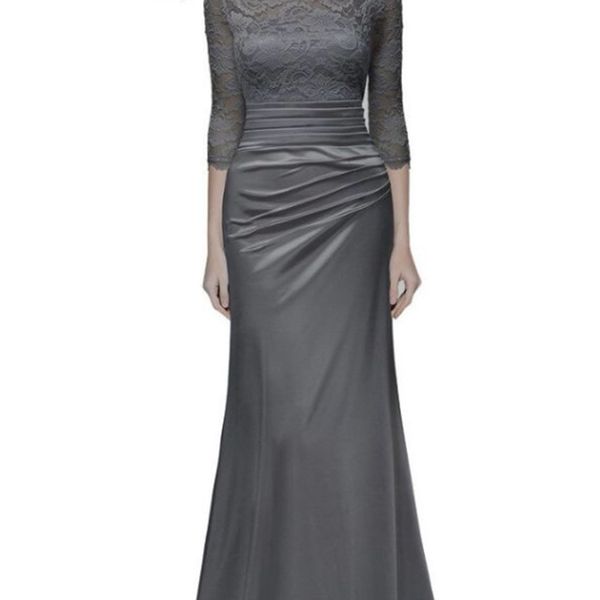 

straight new lace long sleeve wedding slim stitched dress 6762, White;black