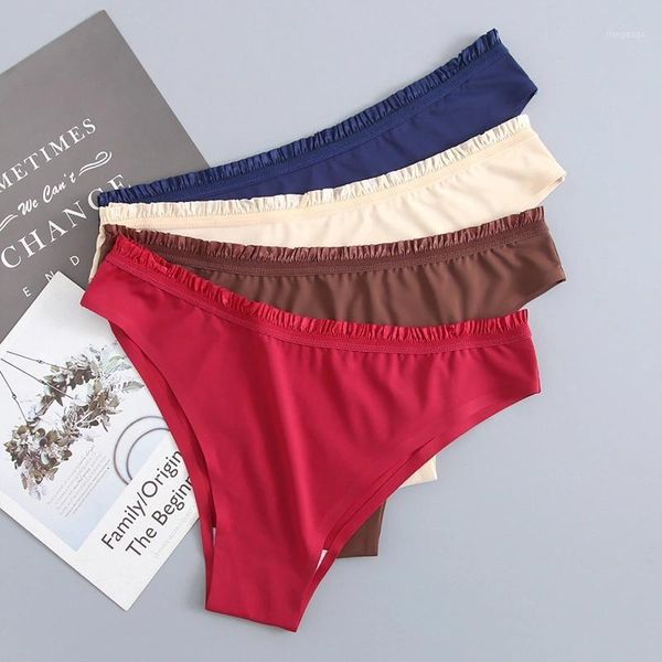 

women's panties 3pcs thong womens solid ice silk underwear female soft g-string low-rise ladies briefs lingerie, Black;pink