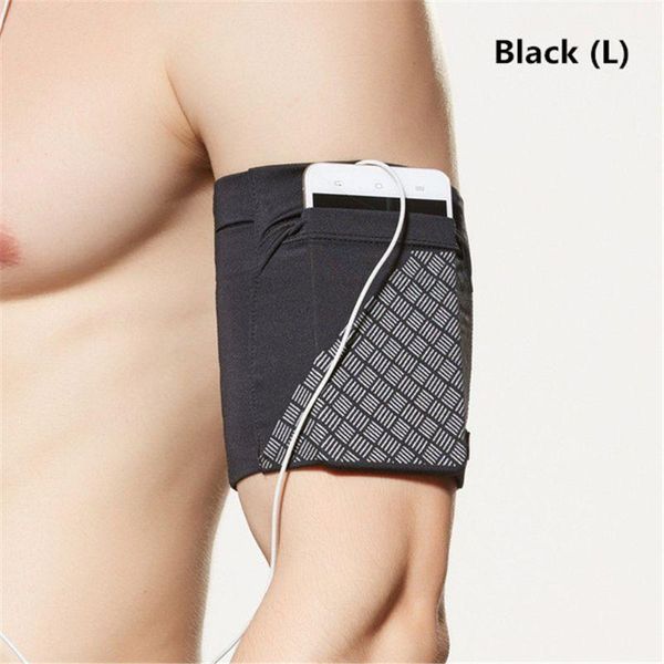 

sports gloves running arm bag fitness cell phone belt reflective wristband sport accessories, Black