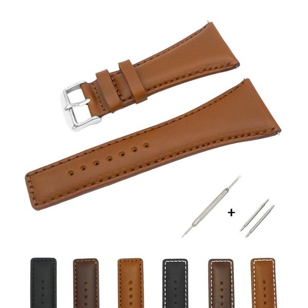 

watch bands yqi 34mm strap big size band large width calf genuine leather black brown for watches