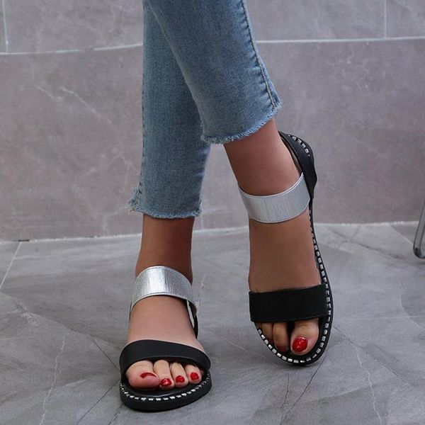 

summer women sandals ladies slip on shoes female open toe comfortable footwear women's casual beath style plus size, Black