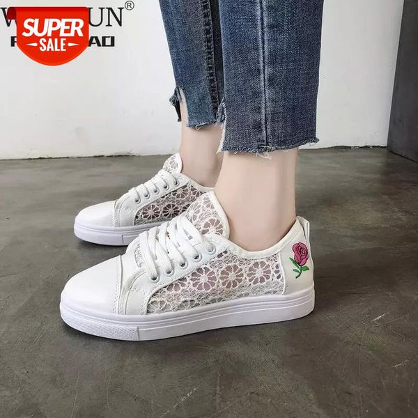 

casual shoes summer spring women shoes fashion embroidered breathable hollow lace-up sneakers women 2021 #ta3w