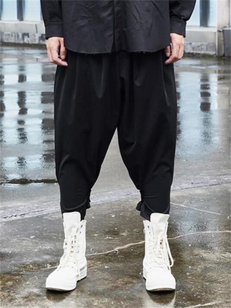 

men's pants casual spring and autumn personality button decoration fashion large size nine minutes, Black