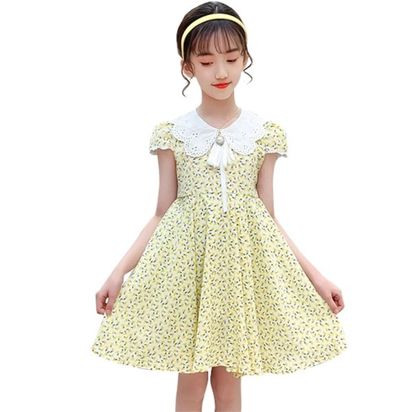 

dress girl floral pattern girls dresses patchwork children teenage summer clothing 210527, Red;yellow