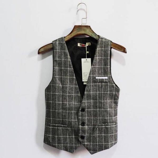 

men's vests plaid vintage england slim suit vest men casual business professional korean waistcoat man clothing plus size 7xl, Black;white
