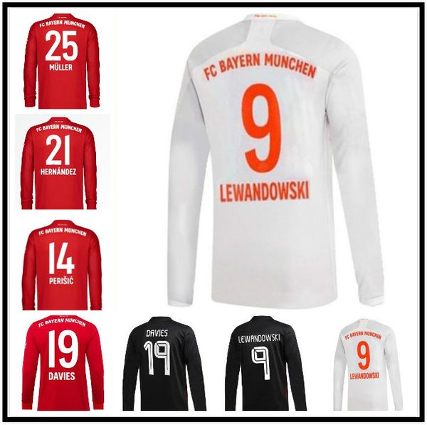 

2021 long sleeve sane lewandowski coman soccer jersey 20 21 tolisso gnabry alaba davies hernandez kimmich football shirt, Black;yellow