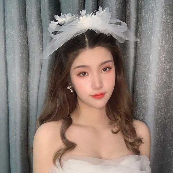 

headpieces mesh barrettes bow flower super fairy headdress side clip wedding hair ornament head accessories tea party hat fascinator, Silver