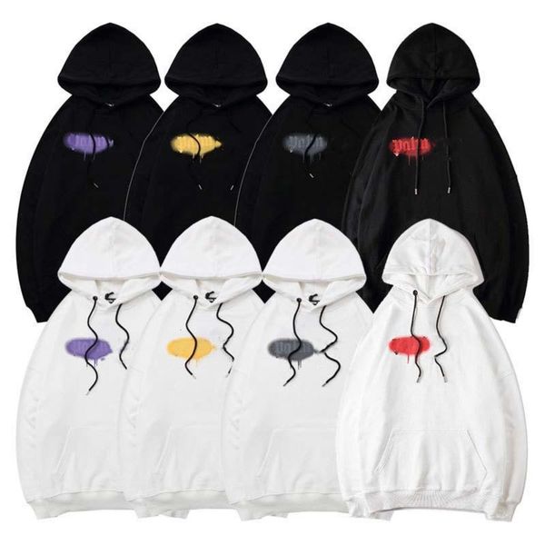 

designer angel street fashion spray trend brand palm tree hoodie guillotine bear print letters, Black