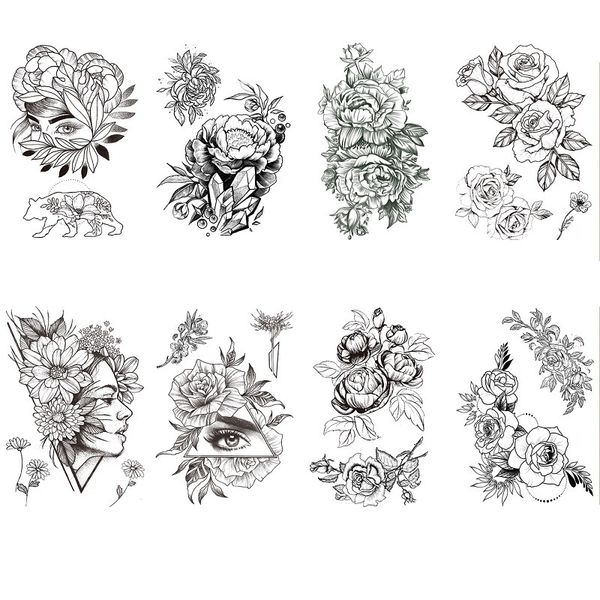 

tattoo paste prick hand-painted plain flowers waterproof female flower arm water transfer net red sticker