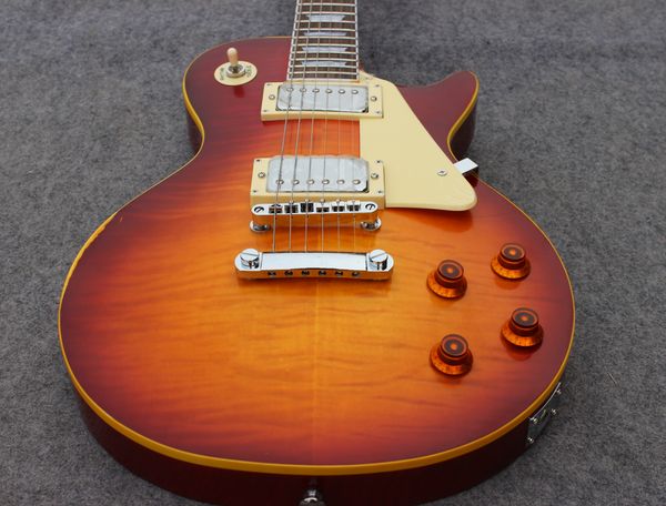 

aged electric guitar body mahogany rosewood fingerboard abr - 1 bridge,yellow binding and cream pickguard nickel hardware