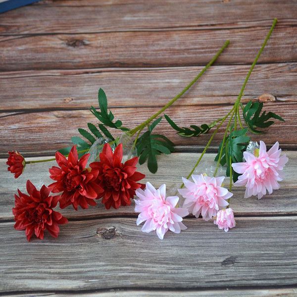 

special offer imitation flowers 4-head dahlia wedding decoration artificial flower studio home decorative flow & wreaths