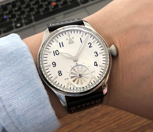 

wristwatches 47mm no logo limited edition asian 6498 17 jewels mechanical hand wind movement convex mirror men's watches gr16-21, Slivery;brown