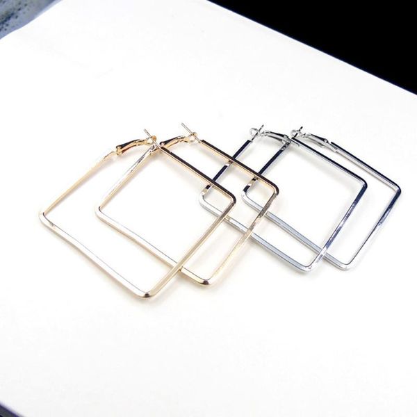

hoop & huggie stainless steel simple geometric big earring for women girls, Golden;silver