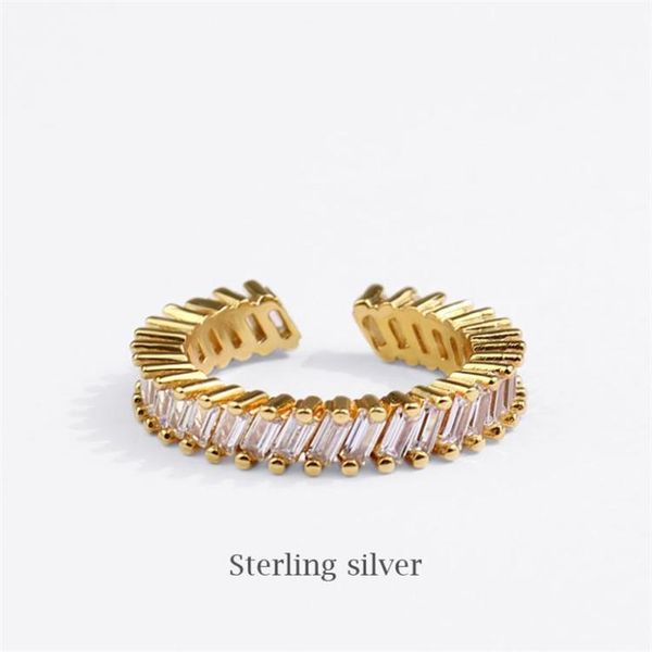 

cluster rings season gate 925 sterling silver personality elegant tendy shining zircon adjustable size open ring sr123, Golden;silver