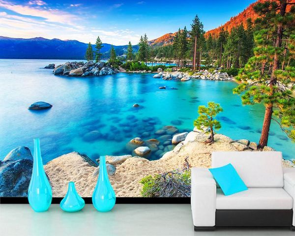 

wallpapers papel de parede forest lake nature landscape 3d wallpaper,living room tv sofa wall bedroom kitchen papers home decor mural